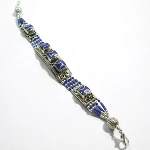 Blue Lapis Lazuli Ethnic Bracelet Statement Gemstones Tibetan Bracelet Jewelry - Picture 1 of 8