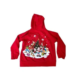 Disney Parks Minnie Mouse Holiday Christmas Hoodie Sweatshirt Girl's SZ X Small  - Picture 1 of 6