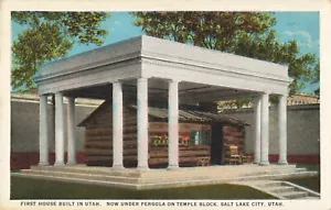 Salt Lake City UT Utah, erstes Haus gebaut in Utah, alte Postkarte - Bild 1 von 2