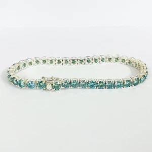 Beautiful 15 ct Lab Created Blue Diamond Tennis Bracelet White Gold Plated 925 - Picture 1 of 6