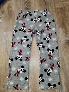 Disney Mickey Mouse Boys Sleep Pants Size 10 Gray Christmas Winter Fleece