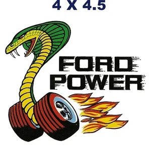 Vintage Ford Power COBRA Race Flames Laminated Vinyl Decal  - Picture 1 of 2