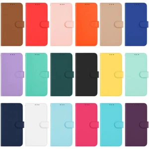 For Samsung S20 Plus S10 S9 S8 S7 Candy Color PU Leather Wallet Case Phone Cover - Picture 1 of 30
