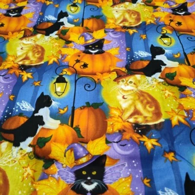  Melissa Dawn Halloween Fabric - Fairy Cats Costume Pumpkin - David Textiles YD - Image 1 of 2