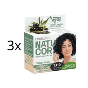 Lot of 3 Natucor Hair Dye Shade 1.110 Deep Intense Black Color 12g Embelleze - Picture 1 of 2