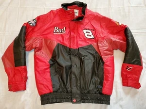 Chase Nascar Dale Earnhardt Jr Bud King Beer Outlaw Racing Jacket Vinyl Coat Lg - Picture 1 of 11