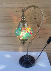 Lampada da tavolo turca marocchina mosaico vetro scrivania luce vintage - Foto 1 di 9