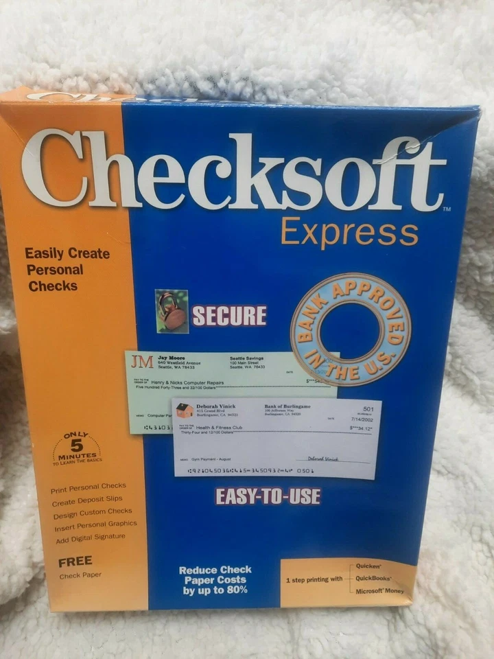 Checksoft 2002 Express PC CD create design print personal business checks! BOX - Image 1 of 1