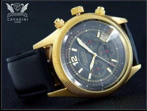 Cavadini Chronograph Watch GOOD READABLE-IP-GOLD PLATED very pretty - Picture 1 of 2