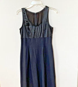 Vtg 80s One Piece Black Jumpsuit Sleeveless Satin Top Small 32 Bust Flare Leg - Picture 1 of 5