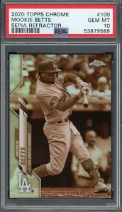 Mookie Betts 2020 Topps Chrome Sepia Refractor Baseball Card #100 Graded PSA 10 - Picture 1 of 2