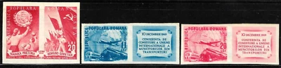 Romania Stamps 1949 SC# 709-711 ' Long Live Romanian-Soviet Amity ' Imperfs - Image 1 of 2