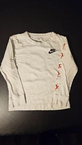 Nike Tee Long Sleeve Shirt Kids L 7 White Dancing Shoe Box STAIN - Picture 1 of 11