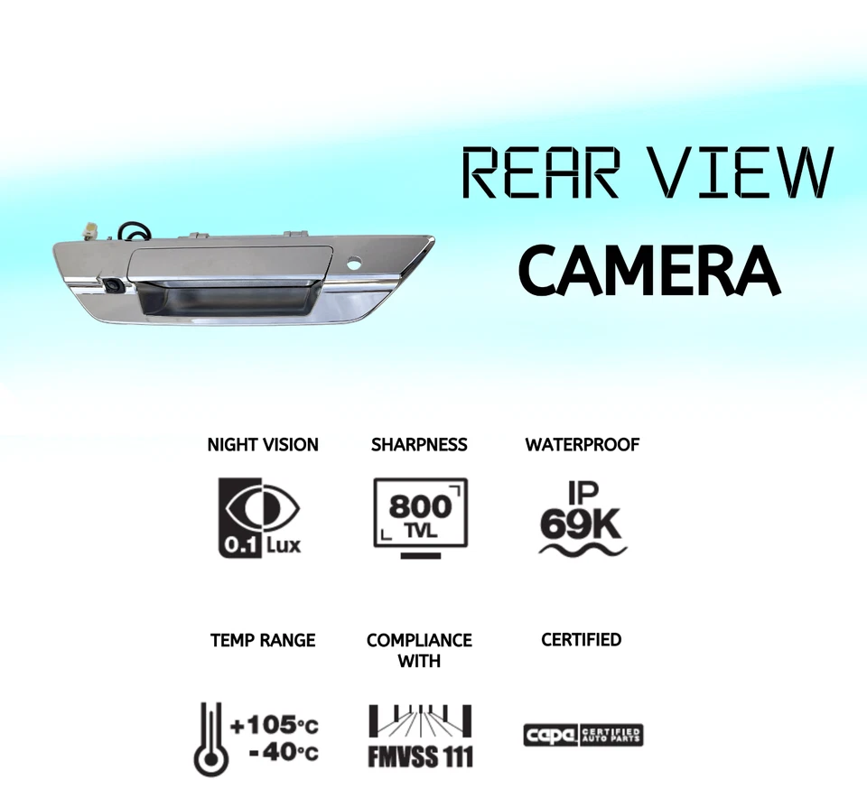 Chrome Tailgate Handle W/Camera Assembly W/Keyhole for Toyota Hilux SR SR5 15~20 - Image 1 of 4