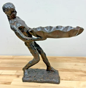 Bronze Man with Candle Tray - Picture 1 of 12