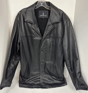 London Fog Mens S Black Leather Quilted Lined Button Up Basic Jacket - Picture 1 of 20