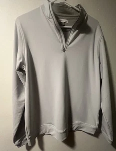 Peter Millar Pullover Medium Stretch Quarter Zip Light Grey Long Sleeve Golf - Picture 1 of 15