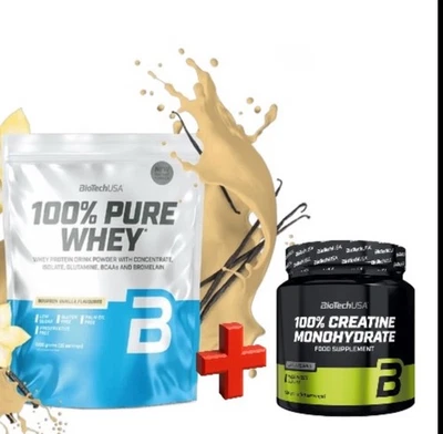 BIOTECH USA BioTech EE. UU. 100 % Pure Whey Protein 1000 g + Creatina 300 gramos - Vainilla