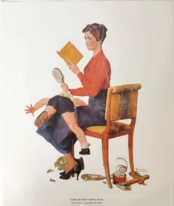 Child Psychology Norman Rockwell Vintage 1990 Double Sided Book Print - Picture 1 of 8