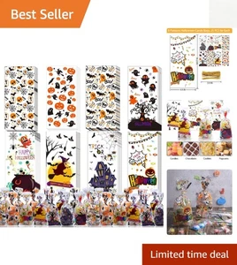 Bolsas de golosinas de Halloween de 200 piezas para dulces bolsas de golosinas de celofán de Halloween a granel... - Imagen 1 de 9