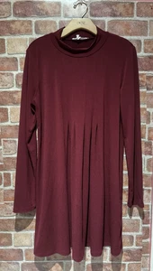 Bcbgeneration Midi Long Slv Kleid Damen Gr. L Burgund Plissee Stehkragen - Bild 1 von 6