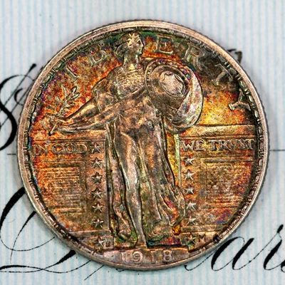 * 1918-D FH * SOLID+ GEM BU MS STANDING LIBERTY QUARTER * FROM COLLECTION - Image 1 of 3