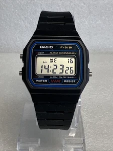 Casio Digital Black Resin Strap Watch. F-91W. - Picture 1 of 10