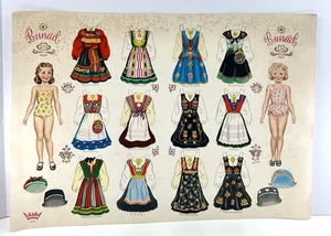 Vintage 1950s Norwegian Paper Cut-Out Doll Sheet "Bunad" by Damm 1843 - Picture 1 of 7