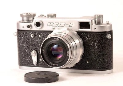 FED 2 Serviced CLA Rangefinder USSR Leica L39 Film Camera Industar 26M f2.8 Lens - Image 1 of 4
