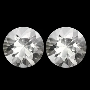 2.74 Ct IF 2 Pcs Lot Fabulous Round 7.6 MM White 100% Natural Mexican Danburite - Picture 1 of 5