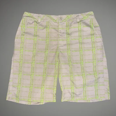 Pantalones cortos de golf Under Armour a rayas caqui y verdes para hombre talla 32 elásticos entrepierna de 10” Foto 1 de 4