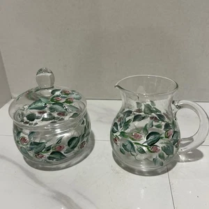 Mikasa Rose Hand Painted Sugar Bowl And Creamer Set. - Picture 1 of 9