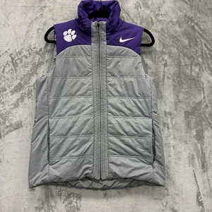 Nike Clemson Tigers Chaleco Gris Púrpura Para Hombre’s M Puffer Cremallera Completa Chaleco Gillet NCAA - Imagen 1 de 5