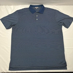 Peter Millar Summer Comfort Men's Blue White Striped Polo Shirt Size 2XL Golf - Picture 1 of 6