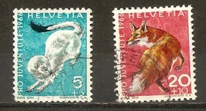 Switzerland 1966 Semipostal Animals Emine Red Fox used Scott#B360,B362 - Picture 1 of 1