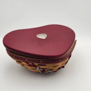 Longaberger Sweetheart Tender Heart Shaped Basket Combo 5pc Set Lid Liner 2009 - Picture 1 of 8