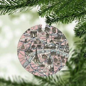 Paris Map Ornament - Paris Ornament - Paris Christmas Ornament - Paris Map - Fra - Picture 1 of 1