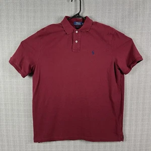 Polo Ralph Lauren Polo Shirt Mens Size XL Burgundy Classic Fit Pique Mesh Cotton - Picture 1 of 14