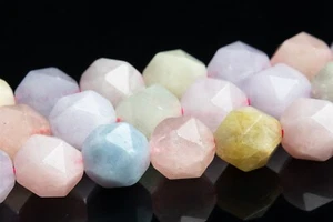 Natural Beryl Morganite Aquamarine Star Cut Faceted Grade AA Bead 5-6/7-8/9-10MM - Picture 1 of 4