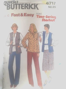 Vest Tunic Skirt Pants C 20 22 24 Butterick 6717 Sewing Pattern Wardrobe Plus - Picture 1 of 6