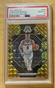 Christian Braun Rookie 2022 Panini Mosaic Reactive Yellow Prizm #240 PSA 10 Gem - Bild 1 von 3