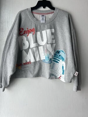 Sudadera Disney Star Wars XL Enjoy Blue Milk R2D2 recortada para mujer Foto 1 de 4