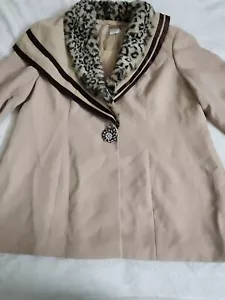 MIDNIGHT VELVET | VINTAGE COAT SIZE 18W TAN ANIMAL PRINT - Picture 1 of 6