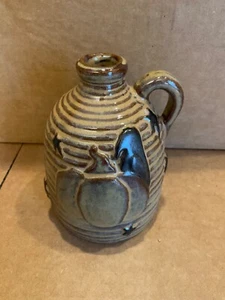 Primitive Vintage Honig & ich Krähe & Kürbis Keramik gerippter Krug 4 Zoll F8675 - Bild 1 von 1