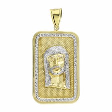 2 1/2" Jesus Medallion Diamond Cut Pendant Bonded 1/10th 10k Yellow White Gold