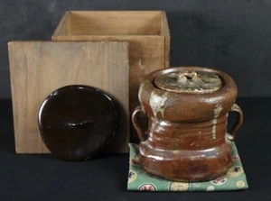 Antiguo horno de madera japonés Bizen cerámica Mizusashi artesanía Wabisabi 1900 - Imagen 1 de 13