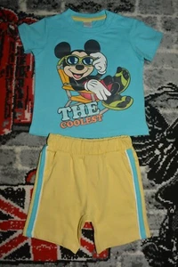 ☼ C&A 2-Teilige Mickey Mouse Sommer Kombi Gr.68 Blau/Gelb T-Shirt und Short ☼ - Bild 1 von 2