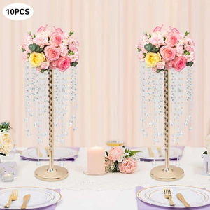 Centrotavola piccolo cristallo 10 pezzi oro supporto fiori decorazione festa matrimonio - Foto 1 di 11