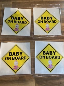 4 Pack Baby On Board Self Adhesive Warning Stickers - Picture 1 of 2