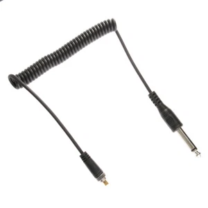 6.35mm (1/4") Male to Male PC Sync Cable - Spring Coiled w/Screw Lock for Nikon - Picture 1 of 6